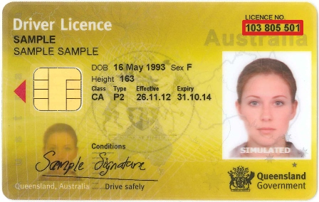 Example car licence