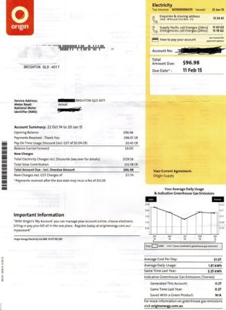 Example power bill